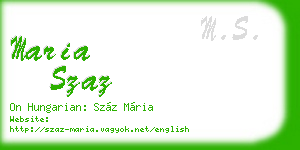 maria szaz business card