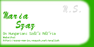 maria szaz business card